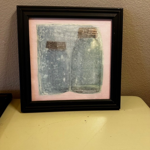 Original mixed media in 12" square solid wood frame - Picture 4 of 4